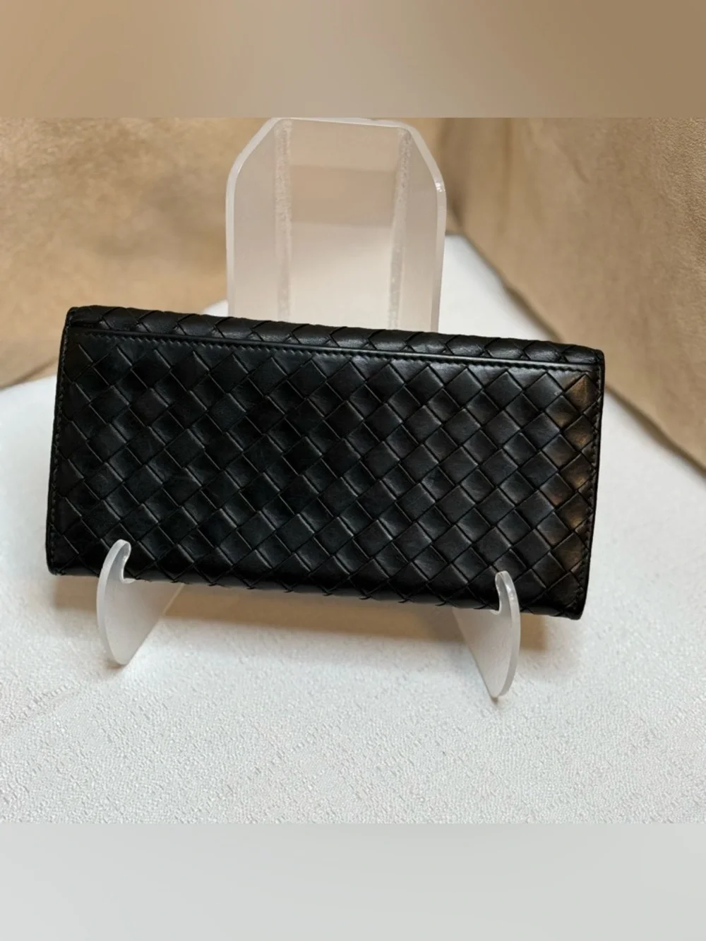 Bottega Veneta Black Intrecciato Leather Long Wallet Bi-Fold Made in Italy